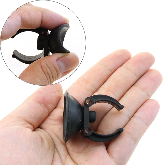 12 Aquarium Heater Suction Cups with 0.95 Inch Clip Black Standard Heater Rod Holder Fish Tank Clip (Not for Airline Tubing), Suction Base 1.3 Inch