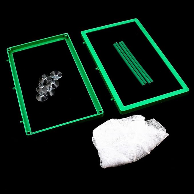 XMHF Nylon Mesh Fish Fry Hatchery Breeder Box Separation Net White Green