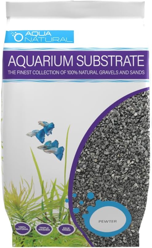 Aqua Natural Pewter Black 20lb Gravel Substrate for aquascaping, Aquariums, vivariums and terrariums 4-6mm