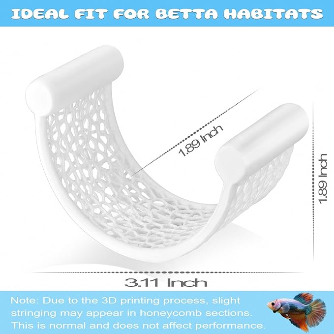 White Betta Fish Hammock – Minimalist Floating Rest Platform for Shrimp, Nano Fish, and Bettas – Clean Aquarium Perch Ledge, Aquascape Decor for Low Flow Tanks, Floating Bed for Small Fish