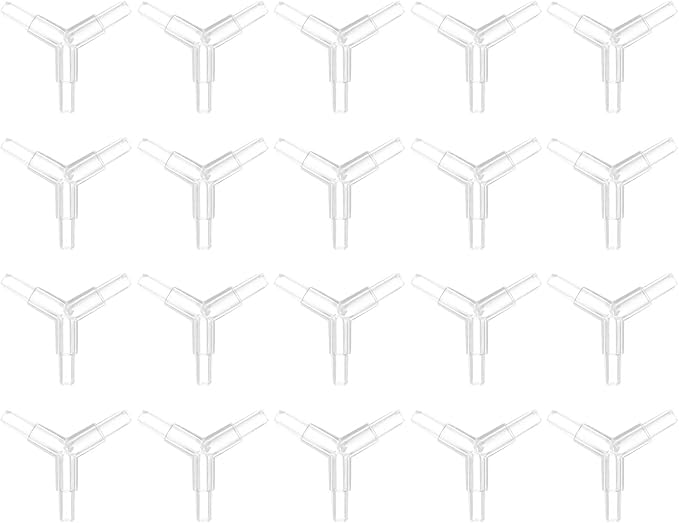 uxcell 20Pcs Aquarium Air Valve Connector, 3 Way Plastic Inline Tubing Non-Return Valves for 4x6mm ID Airline Tubing Fish Tank Pond Air Line, Clear