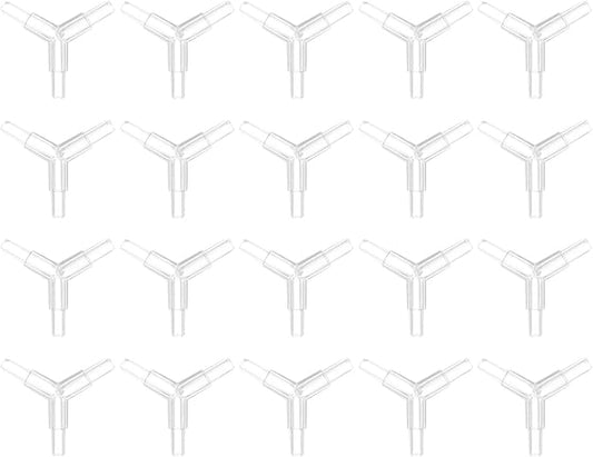 uxcell 20Pcs Aquarium Air Valve Connector, 3 Way Plastic Inline Tubing Non-Return Valves for 4x6mm ID Airline Tubing Fish Tank Pond Air Line, Clear