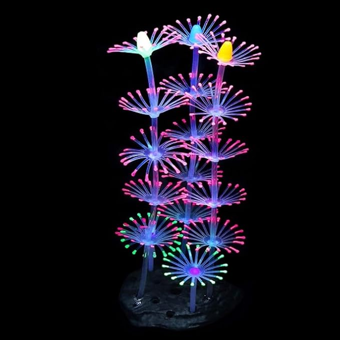 BEIJIALY 5Pcs Aquarium Ornament Glowing Silicone Simulation Aquarium Mushroom Coral Decoration for Fish Tank Aquarium, Silicon Glow Aquarium Plants Ornaments Kit