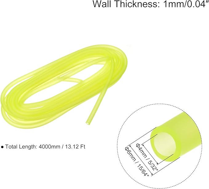 uxcell Aquarium Airline Tubing Hose 5/32" ID 15/64" OD 1Pcs 13.12 Ft Silicone Flexible Airline Tubing for Fish Tank, Terrariums, and Hydroponics, Yellow