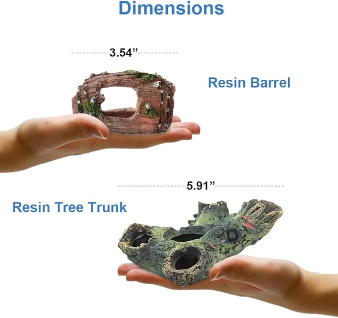 Aquarium Decorations Set, Fish Tank Decor with Artificial Plants and Resin Ornaments, Betta Fish Tank Accessories for Small Tanks, Soft Safe Plastic Plants with Hideout Cave Décor(Ornaments set #2)