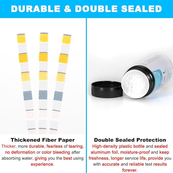 DaToo 8 in 1 Aquarium Test Kit Fish Tank Test Strips Accurate Water Quality Testing Strips for Ammonia PH Total Alkalinity Carbonate Hardness Free Chlorine Nitrate Nitrite Temperature (150 Strips)