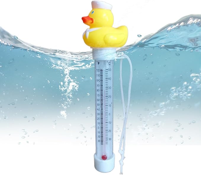 Pool Floating Thermometer, Bath Thermometer, Easy-Read Water Temperature Gauge with String, Duck Shape Floating Swimming Pool Thermometer, Temperature Gauge for Hot Tubs & Aquariums
