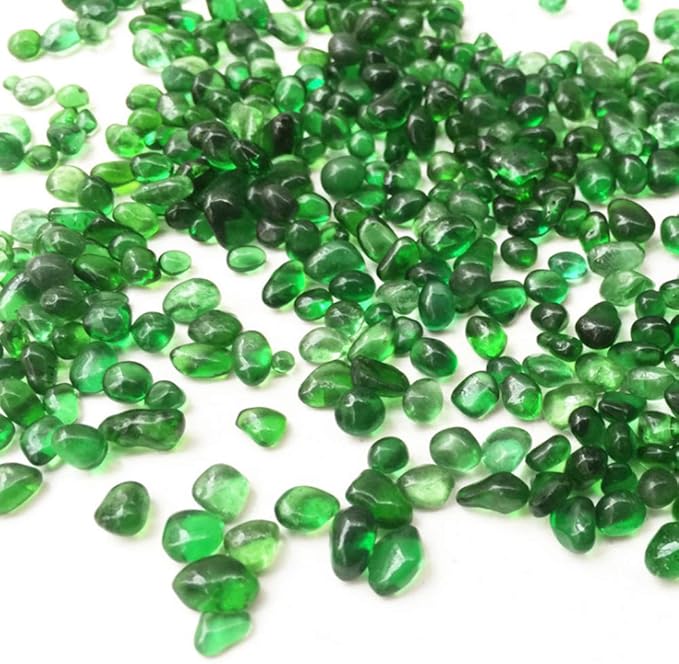 KISEER Clear Glass Stone Bulk 1 LB Glass Beads Gems Marbles Pebbles Gravel Rock for Aquarium, Fish Tank, Garden, Vase Fillers, Succulent Plants Decor (Green)