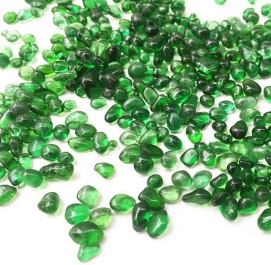 KISEER Clear Glass Stone Bulk 1 LB Glass Beads Gems Marbles Pebbles Gravel Rock for Aquarium, Fish Tank, Garden, Vase Fillers, Succulent Plants Decor (Green)
