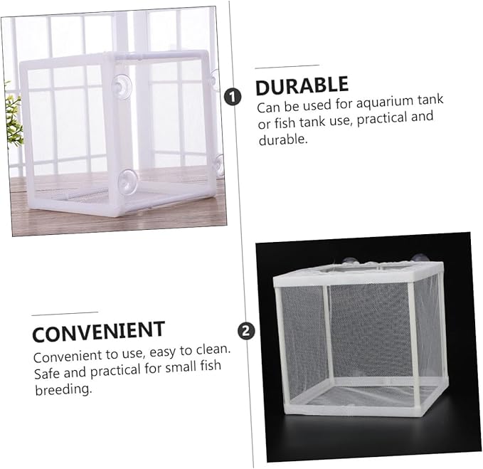 POPETPOP 2pcs Fish Breeding Isolation Box Fish Incubating Net Suction Cups Aquarium and Easy to Install Color
