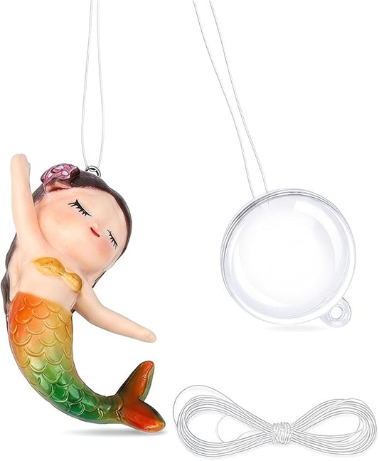 Floating Mermaid Aquarium Ornament, Handcrafted Cute Mermaid Statue with Floating Ball, Colorful PVC Resin Fish Tank Decor for Home Aquariums & Desktop Water Features (Colorful)