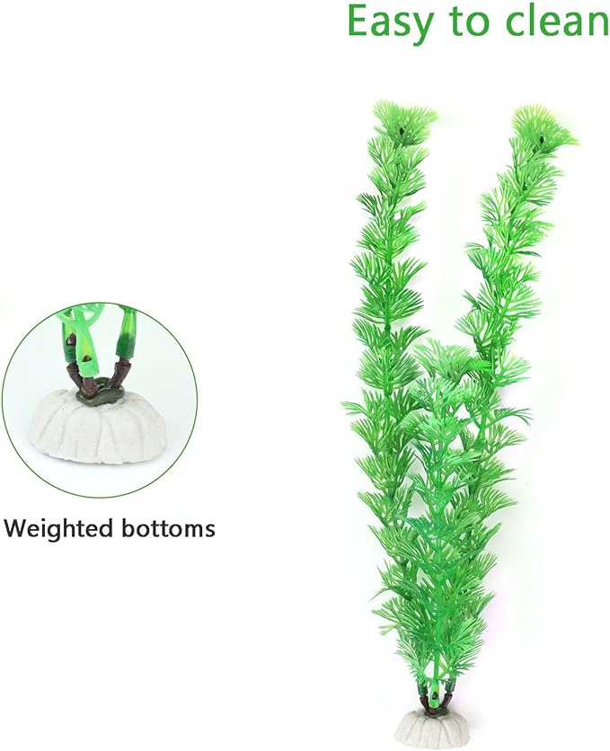 AQUANEAT Fish Tank Plants Plastic, Aquarium Decorations, 10Inch Tall Fake Accessories, 10packs