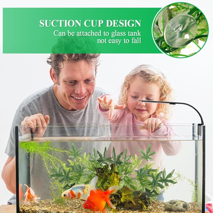 Aquarium Reptile Plants Artificial Plastic Leaves Hanging Silk Terrarium Plant with Suction Cups,Simulation Landscape Decorations for Bearded Dragons,Lizards,Geckos,Snake