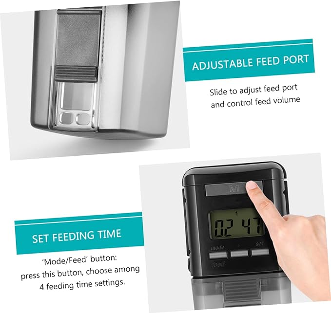 COLLBATH 1pc Automatic Adjustable Fish Feeder Electric Auto Food Dispenser for Aquariums Convenient Installation Energy Saving for Flake Powder Fish Food
