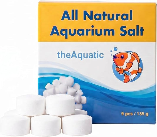 Premium Aquarium Salt, Aquarium Salt Freshwater Tablets for Aquarium Water Treatments Essential Supplies (9 Tablets)
