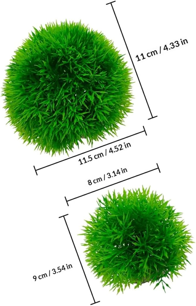 2Pcs Fish Tank Decorations 4.52In Aquarium Fake Plants Lifelike Simulated Water Grass Balls Underwater Crafts for Home Office Aquarium