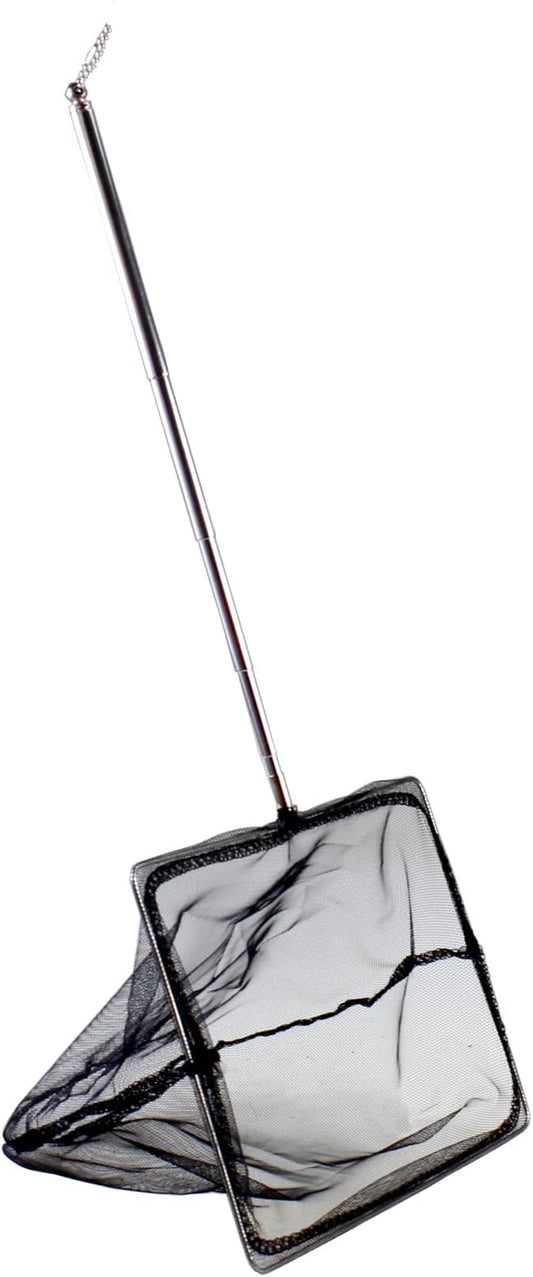 AQUANEAT Aquarium Net with Extendable Long Handle, Adjustable Wastes Skimming Cleaning Tools for Fish Tanks, 8 inch