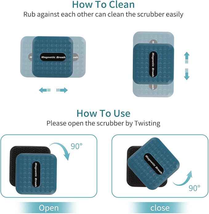 Tnfeeon Mini Magnetic Fish Reservoir Aquarium Cleaner Brush,Aquarium Magnetic Brush Multipurpose Scratch Double Sided Floating Magnetic Fish Reservoir Scraper