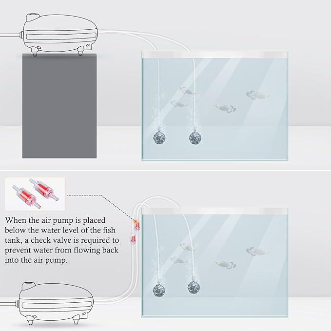 HITOP Aquarium Air Pump Accessories Kit: Standard 3/16" Air Tubing, Check Valves, Air Stones, Suction Cups, Regulating Valves, Connector, Suitable for Common Fish Tank Air Pumps