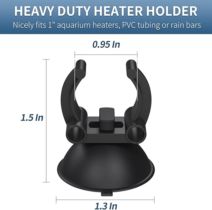Pawfly 12 Pack Aquarium Heater Suction Cups Suckers with 0.95 Inch Clips Black Standard Heating Rod Holders Clamps for Fish Tanks (Not for Airline Tubing), 1.3 Inch