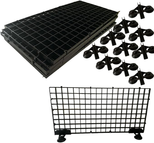 5 Pcs Aquarium Divider Tank Divider Panel Adjustable Plastic Bottom of Fish Tank Isolation for Shrimp Guppy Separation Easy to Cut Install with 10 Pcs Sucker (Black)