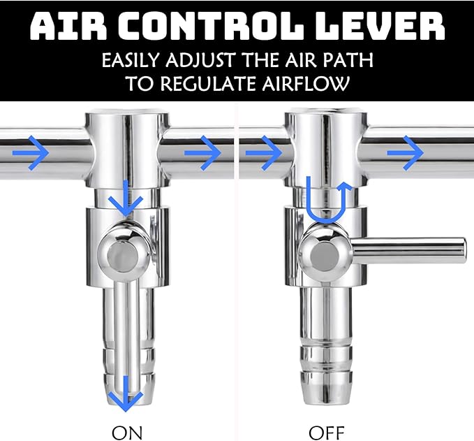 3 Pack 6 Way Aquarium Stainless Steel Air Flow Control Lever Valve with Airline Tubing Connector for Air Pumps Fish Tank Multi-Port Distributor Splitter