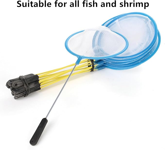 6 Piece Aquarium Fish Net for Fish Tank, Fine Mesh Skimmer Filter Quick Catching Net Long Handle for All Fish and Shrimp 10 Inches