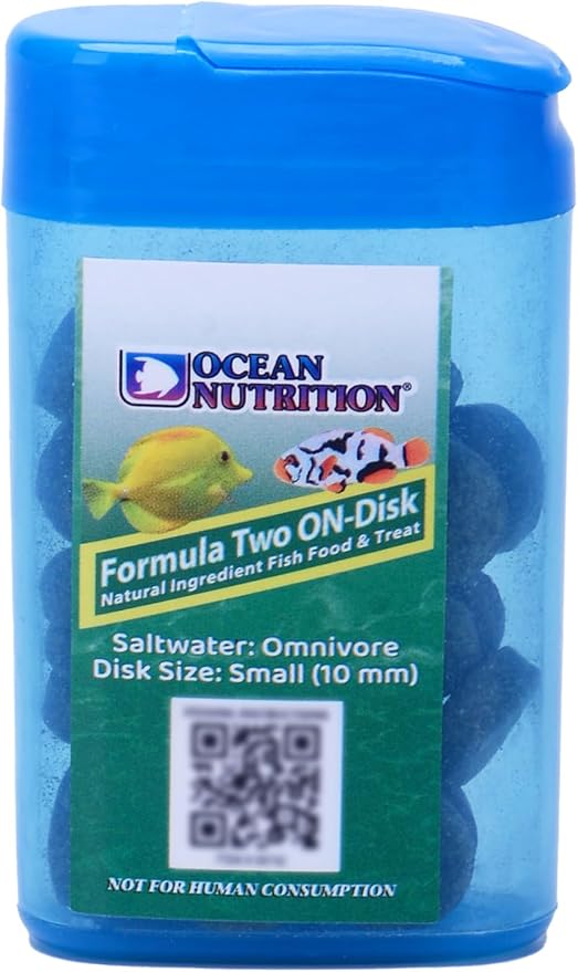 Ocean Nutrition Fish Food Formula Two On-Disk - All-Natural Fish Food for Saltwater Omnivore, Tangs, Angels, Clownfish, Pygmy Angelfish, High Protein (36%), 0.37 oz (10.5 g), Small Size