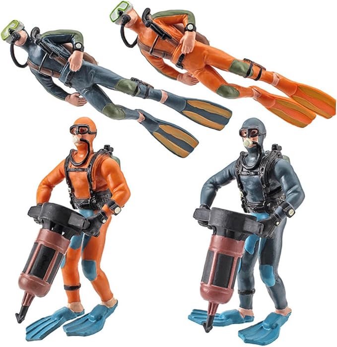 BESPORTBLE 4pcs Miniature Diver Figurines for Fish Tank Aquarium Decorations Realistic Scuba Diver Models with Sturdy Material Safe for Pets Unique Craft for Sand Table and Random Color