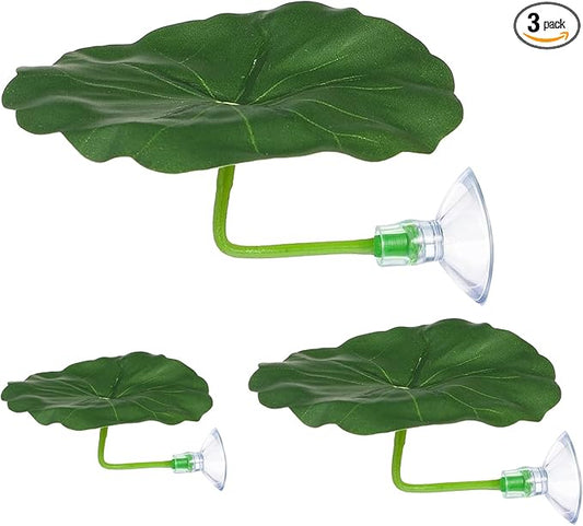 3PCS Betta Fish Leaf Hammock, Soft Aquarium Decor Plastic Plants, Betta Hammock Bed with Suction Cups, Fish Tank Decoration for Sleeping Hiding Playing – Natural Green Lotus Leaf Design