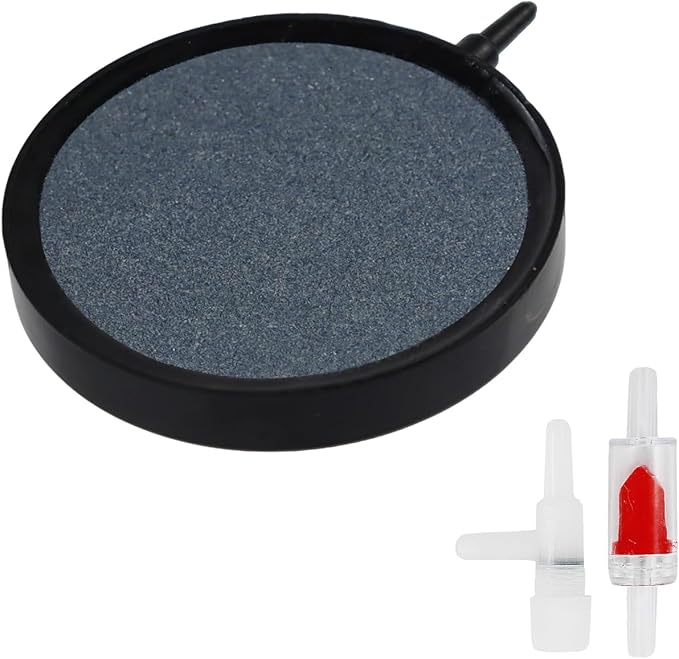 WishLotus Air Stones for Fish Tanks, 8/10cm Round Oxygen Diffuser Aquarium Air Stone with Check Valves and Control Valves Aquarium Bubble Disc for Fish Tank Small Ponds (10 cm)