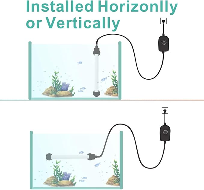 hygger 100W Mini Inline Quartz Glass Aquarium Heater with External Controller, Adjustable Submersible Betta Fish Tank Thermostat for 10-30 Gallon