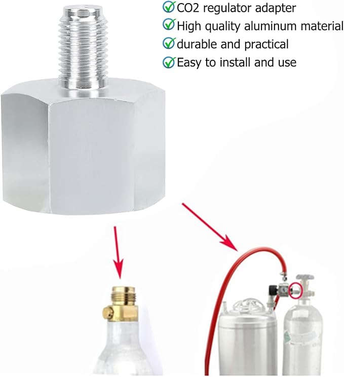 3/8 to CGA320 Regulator Adapter, Aluminum CO2 Regulator Cylinder Adapter Pneumatics Connector Fitting Converter Accessories for Homebrew Beer Aquarium