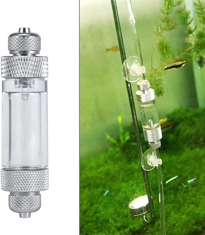 Zerodis CO2 Bubble Counter, 2 Types Single/Double Head Carbon Dioxide Bubble Counter Aquarium Diffuser Regulator Fish Supplies (Double Head)