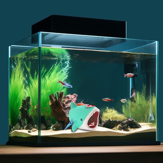 DQITJ 2 Pack Aquarium Decoration Shark Head Shape Resin Fish Tank Ornament for Fish Shrimp Breeding Hideout Cave