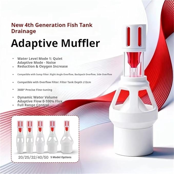 Fish Tank Silencer, H-Shaped Anti-Overflow Filter, Plastic Brush Spiral Filter, Fish Tank Accessory(Clear,40mm)