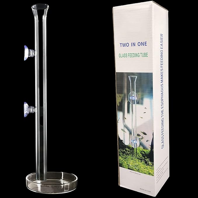 300MM Aquarium Shrimp & Fish Feeder Tube with Glass Bowl & Suction Cups for Aquarium Shrimp & Fish