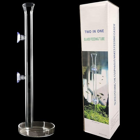 300MM Aquarium Shrimp & Fish Feeder Tube with Glass Bowl & Suction Cups for Aquarium Shrimp & Fish
