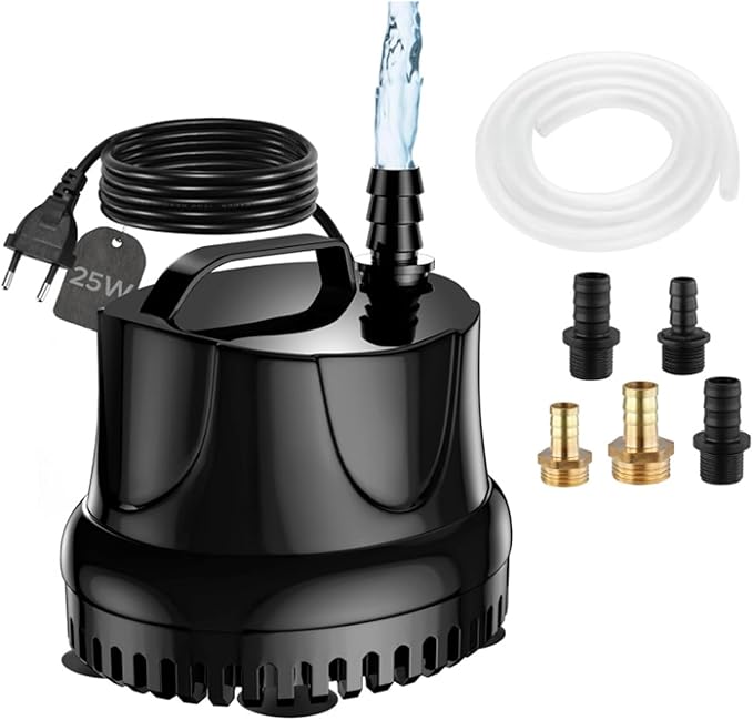 Submersible Water Pump 330 GPH 25W Small Sump Pump for Hydroponic Statuary Waterfall Aquarium Fish Tank