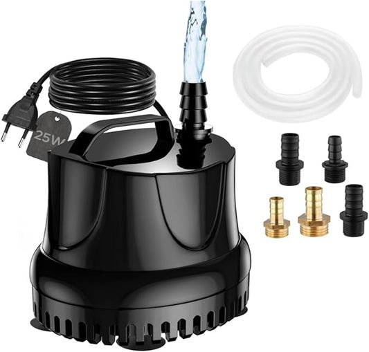 Submersible Water Pump 330 GPH 25W Small Sump Pump for Hydroponic Statuary Waterfall Aquarium Fish Tank