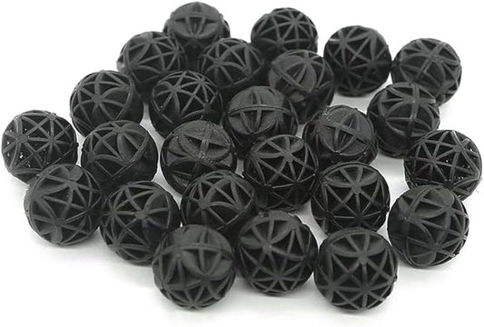 J-star 100 PCS 1-Inch (26mm) Bio Filter Balls for Aquarium Pond, Fish Tank Bio Filter Media for Freshwater & Saltwater, Canister Filter Sump Wet/Dry Trickle Filter, Includes 2 Mesh Bags
