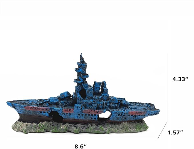 J-star Fish Tank Decorations, Shipwreck Ship Aquarium Decor, Aquarium Fish Tank Landscape Decoration Resin Ornaments