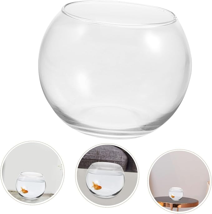 VANZACK Fish Bowl Vases Glass Bubble Bowl Vase - Clear Fish Bowl Round Vase Bowl Planter Terrarium Aquarium Bowls Mini Fish Tank Prizes Centerpieces Party Decor 12cm