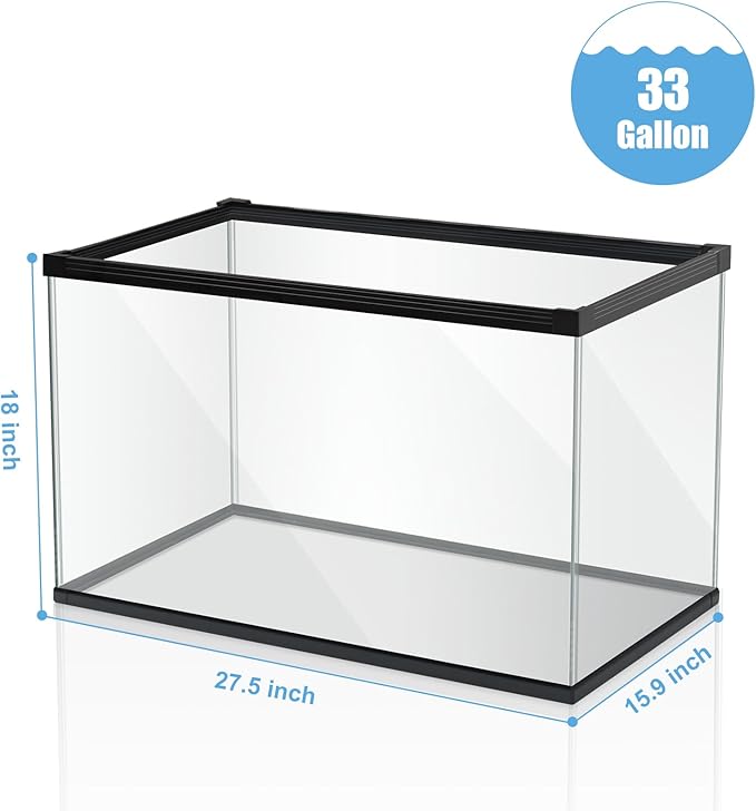 Ultra Clear Glass Aquarium Thickened Large Fish Tank -Suitable for High-end Fish Enthusiasts（33 Gallon）
