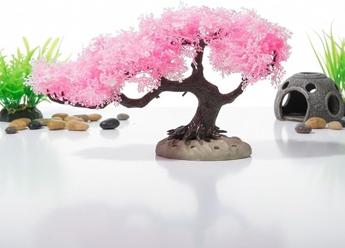 Sanfly Artificial Aquarium Plants, Fake Aquarium Aquatic Plant Cherry Blossom Aquarium Fish Tank Simulation Aquatic Aquarium Tank Accessories