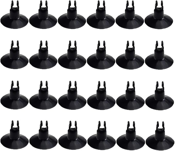 AQUANEAT Aquarium Suction Cups, for Fish Tank Airline Tubing, with Clips 1/4" Dia, 24pcs (Black)