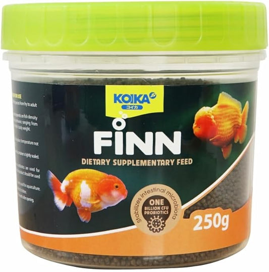 KOIKA FINN Probiotic Fish Food Pellets for Ornamental Fish, 43% Protein with Bacillus Probiotics, Supports Digestion and Immune Health for Daily Feeding (250g, Goldfish - 1.5mm Pellets)