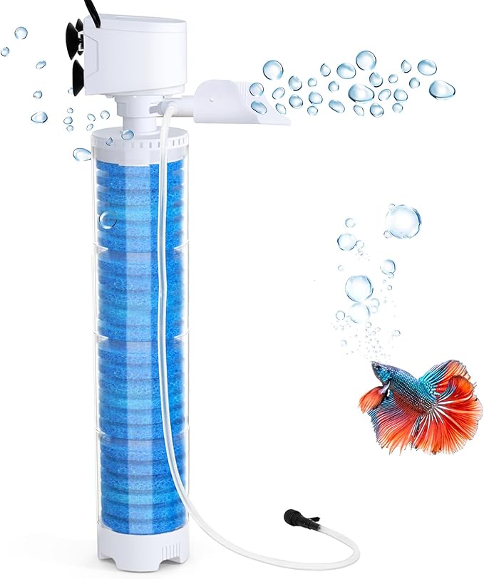 fishkeeper 20-100 Gal Multifunction Power Aquarium Filter, Up to 320GPH Adjustable Bubble & Silent Dual Mode Internal Fish Tank Filter for Filtration, Oxygenation, Circulation, Wavemaker