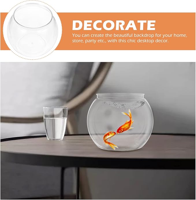 Ipetboom Glass Vase Desk Fish Tank, 1 Pc Round Fish Bowl Clear Small Fish Tank Desktop Fish Bowl Transparent Small Aquarium