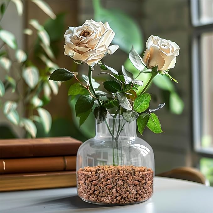 HappyFiller 2-5mm Decorative Succulent Cactus Gravel,Terrarium Small Rocks,Indoor Plants Orchid Soil Cover Stones,Candle Holder Vase Filler Decor Pebbles,0.88 LB Brown